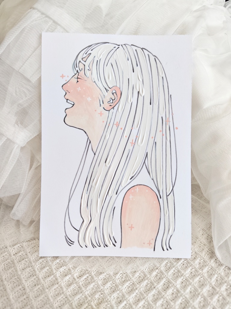 【ハガキサイズドローイング】君は綺麗に笑う