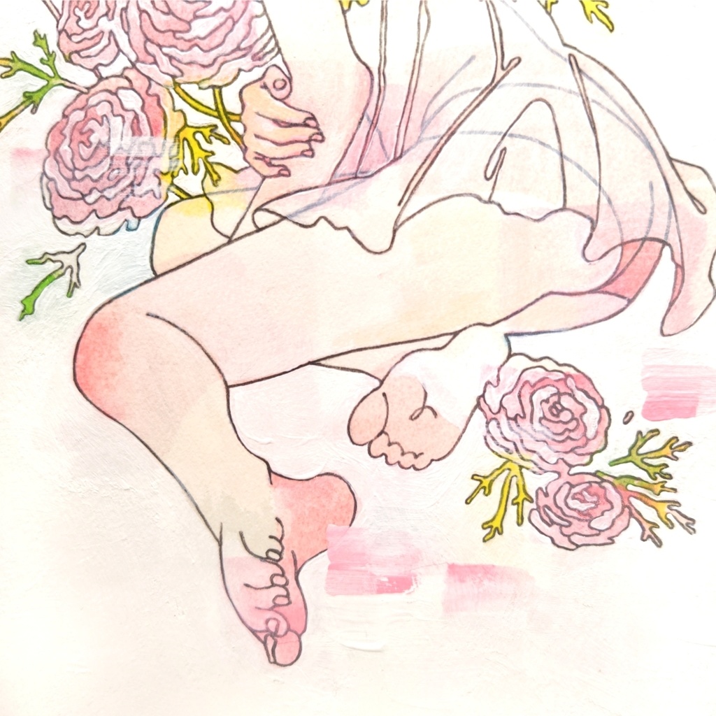 【原画】ピンクのラナンキュラス