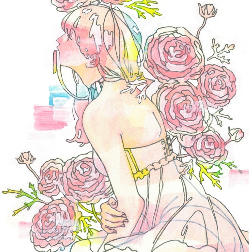 【原画】ピンクのラナンキュラス