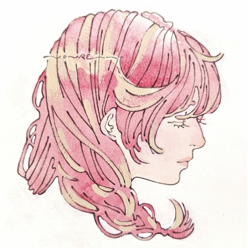 【ミニ原画】赤毛の三つ編みさん