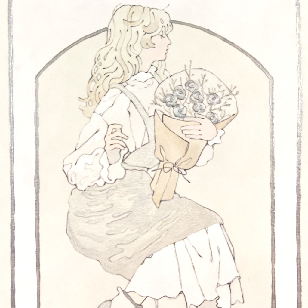 【原画】癖っ毛と花束