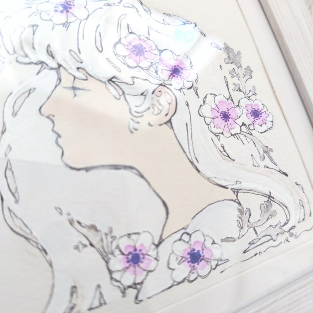 【ミニ原画】紫のアネモネ