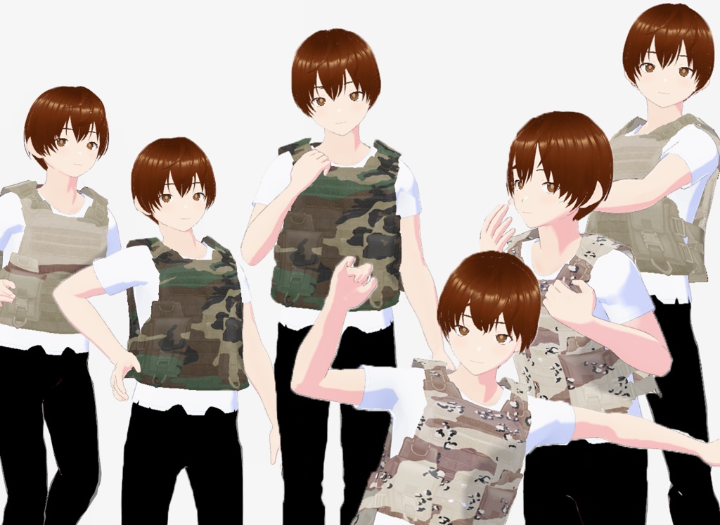 VRoid Camo Military Plate Carrier/Vest (Tri Color Camos) 軍用プレートキャリア/ベスト