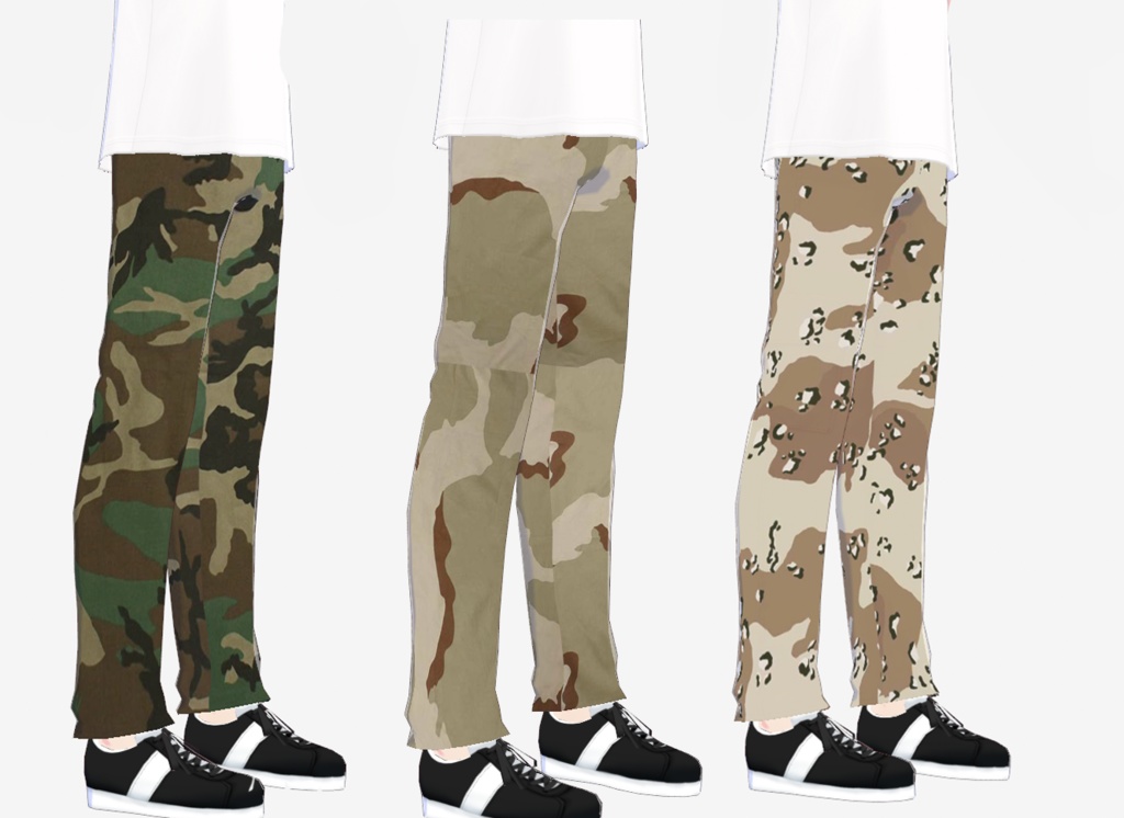 VRoid Camo Cargo Pants (Tri Color Camos) 迷彩カーゴパンツ