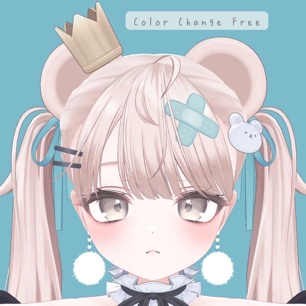 色変え自由「とろん」と揺れるファーピアス Milfy設定済 / MA対応【VRChat向けアクセサリー】