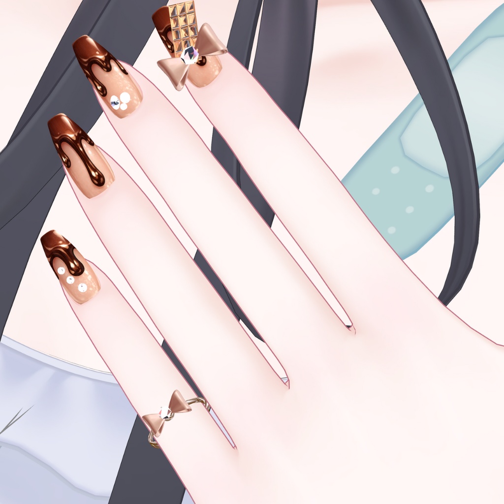 【3日間無料/FREE】Valentine Nail/Ring & Hairpin|Milfy・Milltina対応/全モデル可【VRChat】