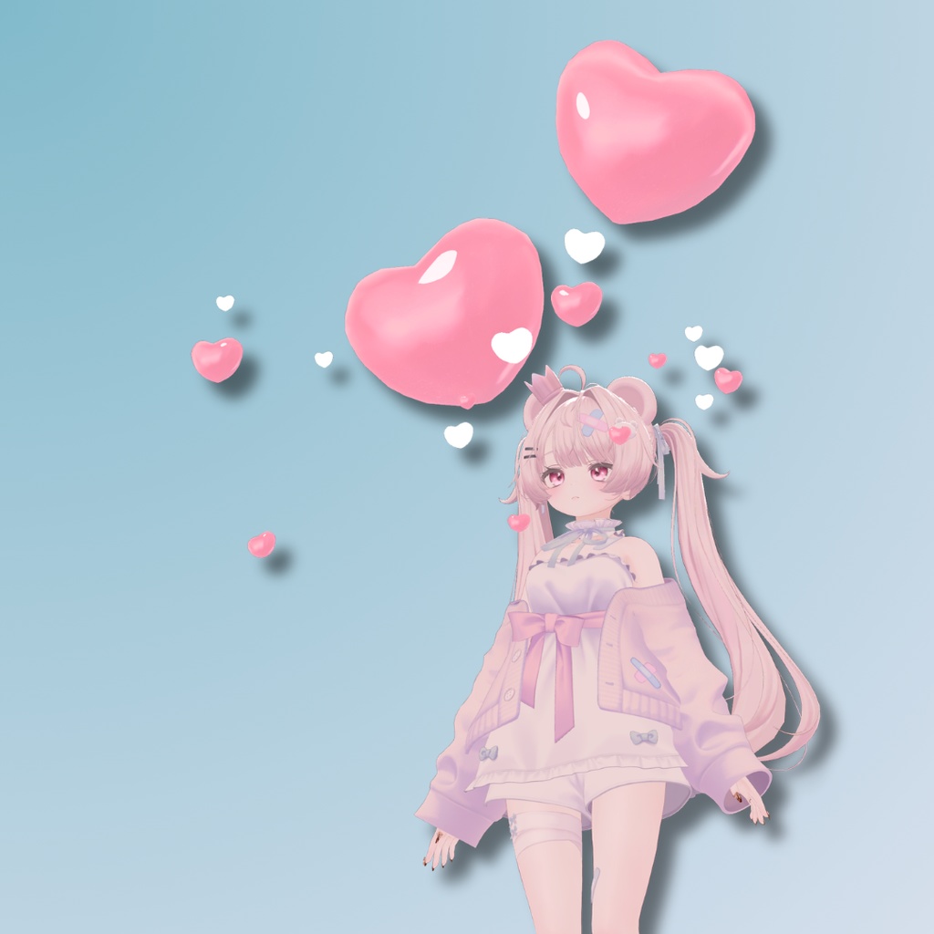 【期間限定FREE】ふわふわ揺れる♡Heart Balloon Set|全11色|ハートに包まれる撮影アクセサリー|MA対応【VRChat】