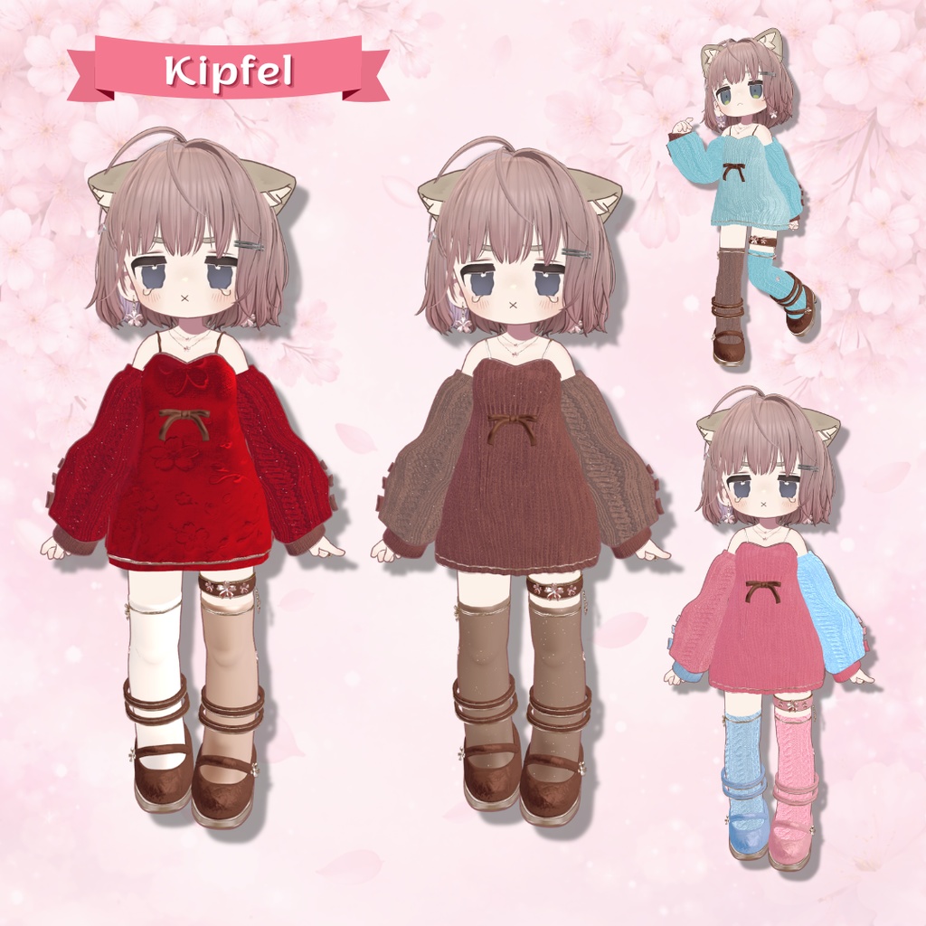 【期間限定/ピアス無料】🌸 SAKURA × Knit 🌸 衣装+ Accessory / 13Colors / MA対応【VRChat】