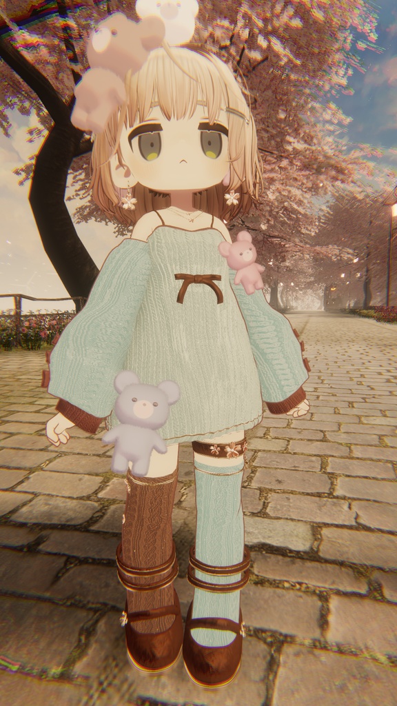 【期間限定/ピアス無料】🌸 SAKURA × Knit 🌸 衣装+ Accessory / 13Colors / MA対応【VRChat】