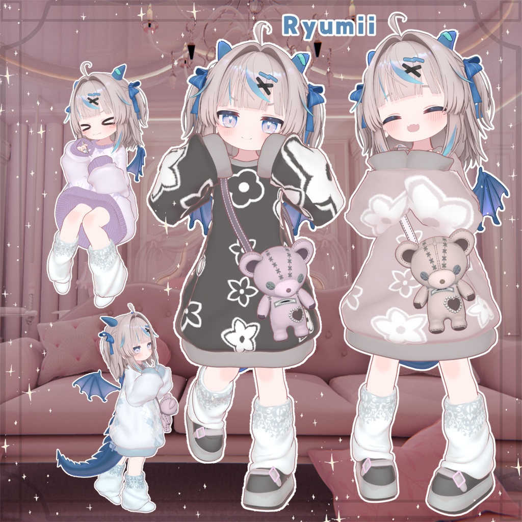 【Kaguya追加✨】11アバター対応✨衣装6色+くま7色🐻 くたっと揺れる♥まいごぐま | Bear Bag Outfit 🐻♥