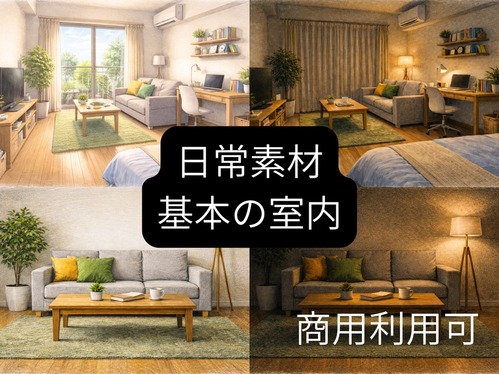 TRPG用背景素材_日常の室内（色鉛筆風）