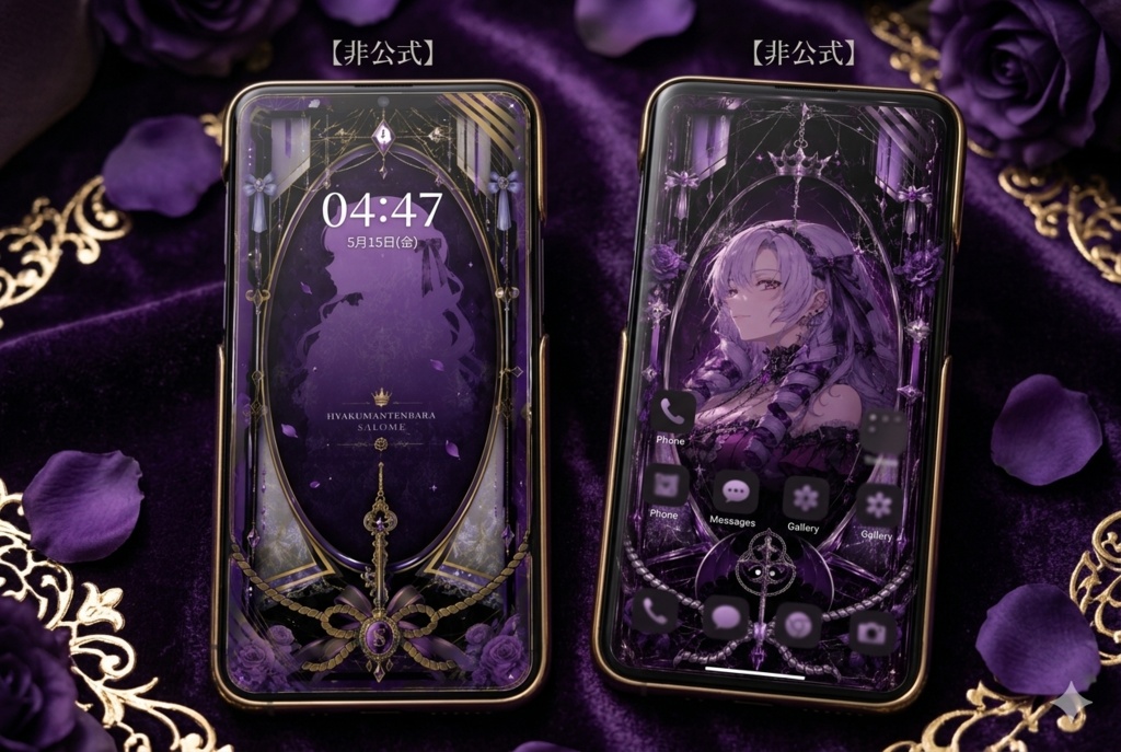 【非公式】壱百満天原サロメ イメージスマホ壁紙セット -Elegant Purple-（ロック＆ホーム画面2枚組）