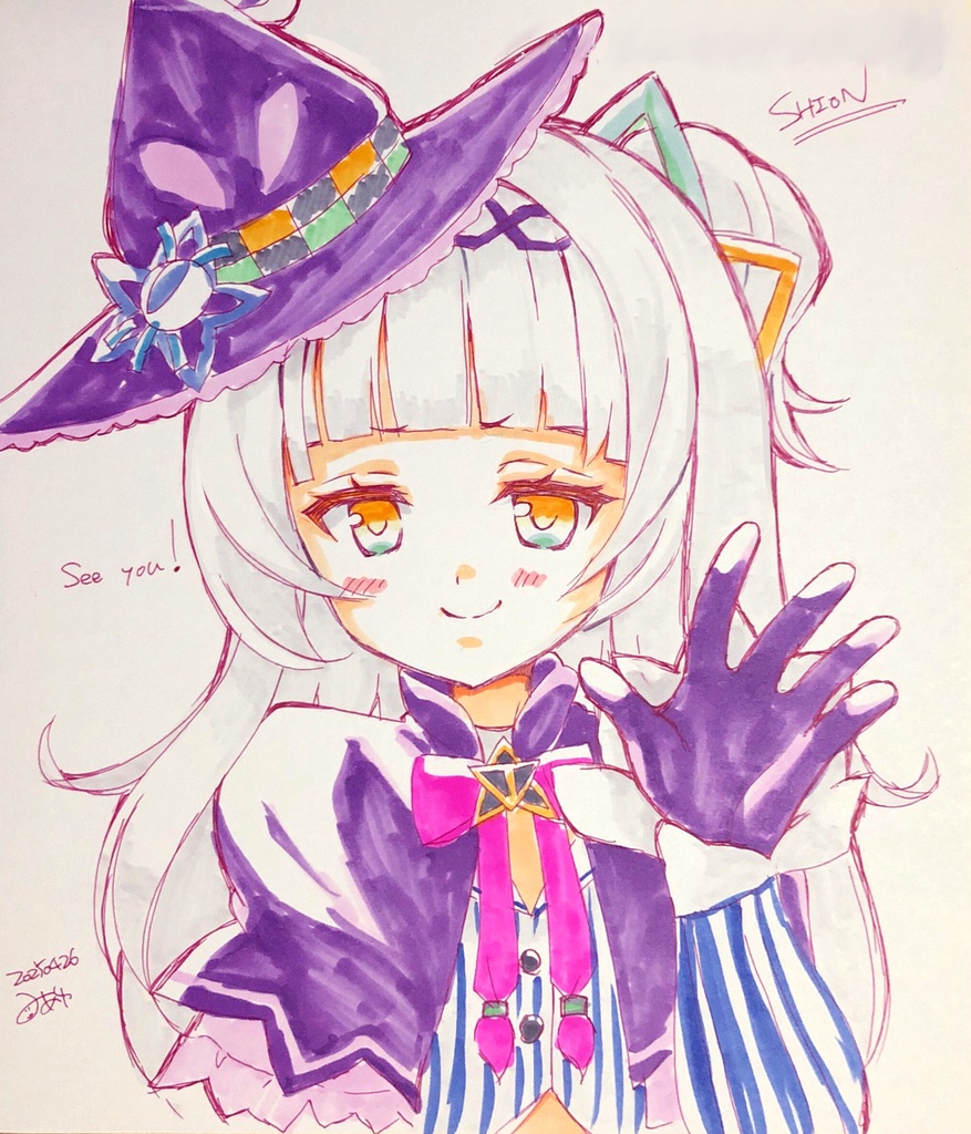 【紫咲シオン】初期衣装　色紙（大）1点もの