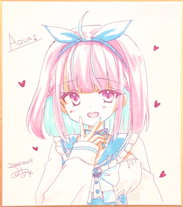 【湊あくあ】色紙（中）制服1点もの