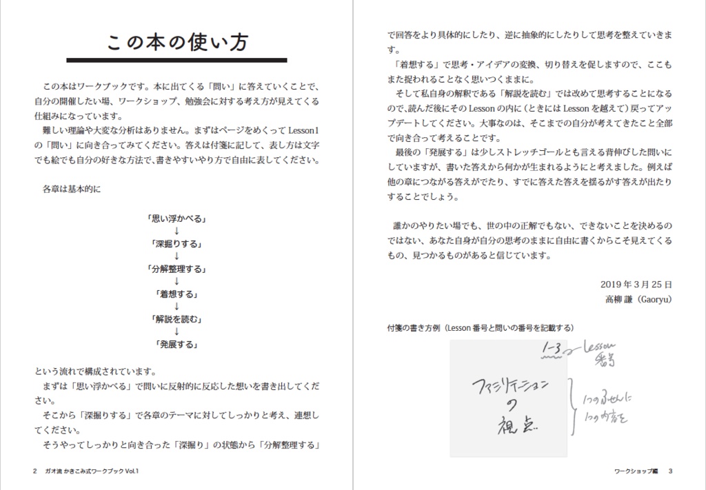 PDF版:ガオ流かきこみ式ワークブック Vol.1 ワークショップ編