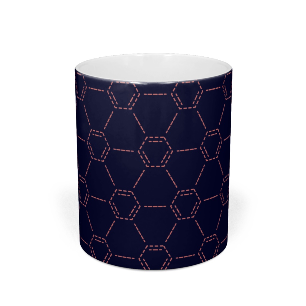 刺し子風弁禅(ベンゼン)紋マグカップ 紺
