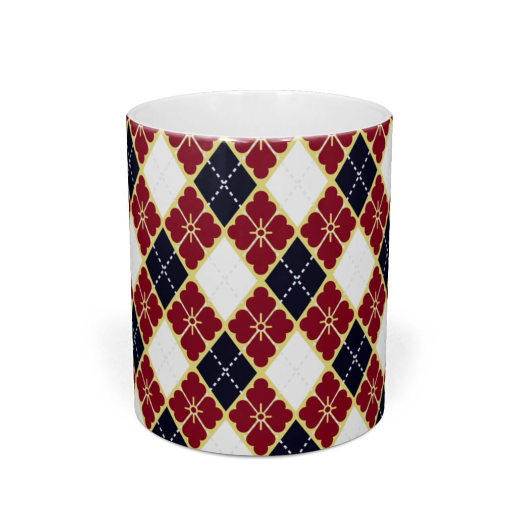 花菱アーガイル紋マグカップ 柘榴