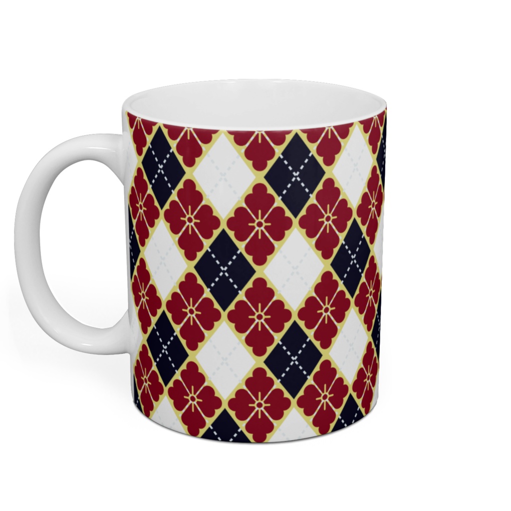 花菱アーガイル紋マグカップ 柘榴