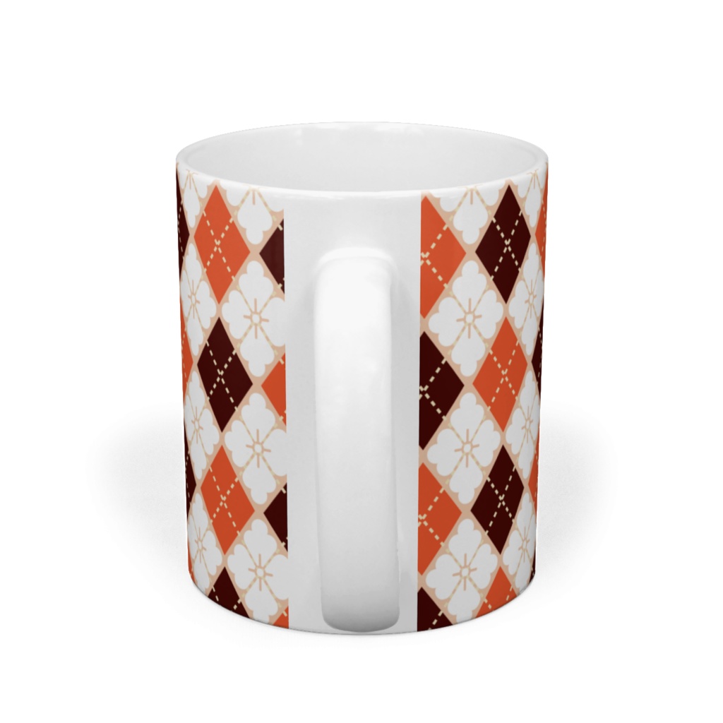 花菱アーガイル紋マグカップ 珊瑚