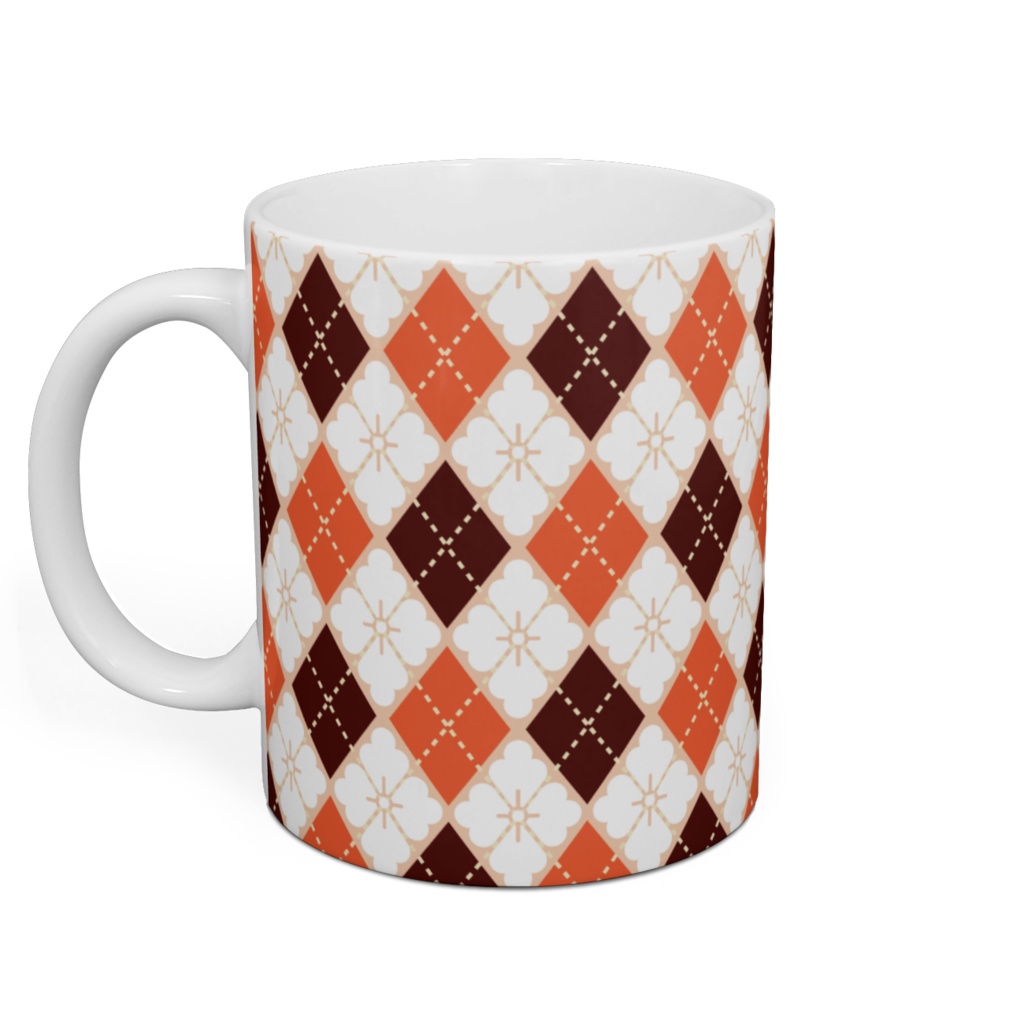 花菱アーガイル紋マグカップ 珊瑚