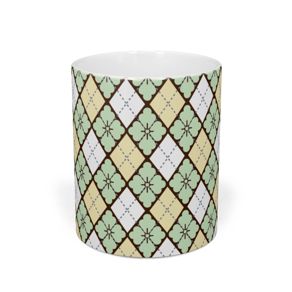 花菱アーガイル紋マグカップ 薄荷