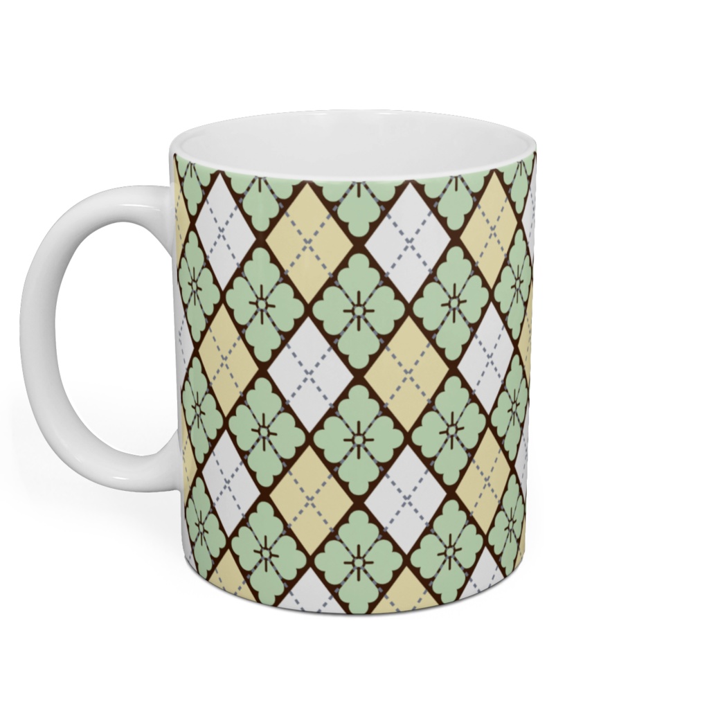 花菱アーガイル紋マグカップ 薄荷