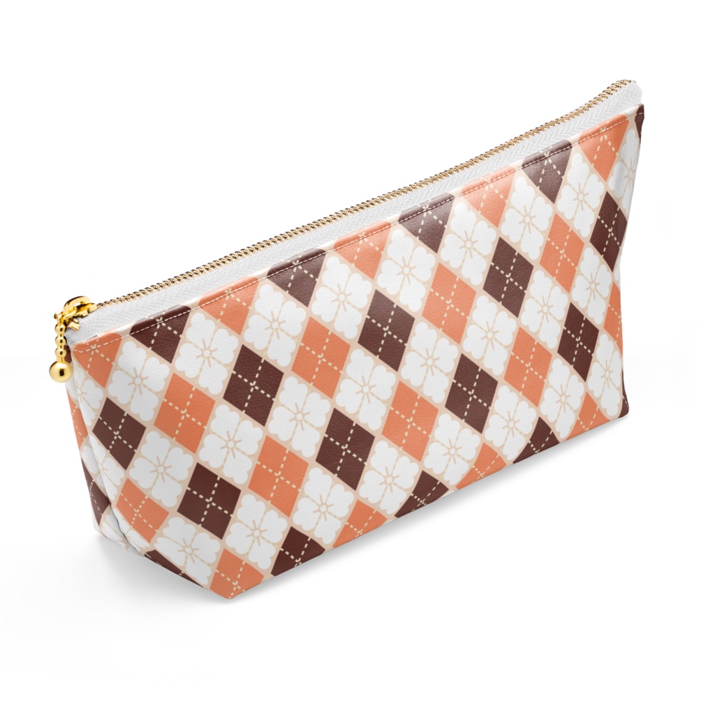 花菱アーガイル紋ポーチ 珊瑚