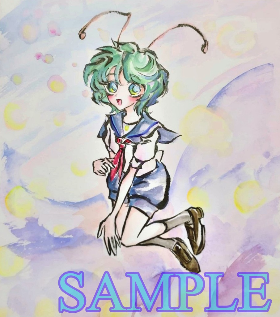 東方project リグル ナイトバグ 墨彩画 原画 色紙サイズ 額縁付き 制作 北コ かばぢから画廊 Booth