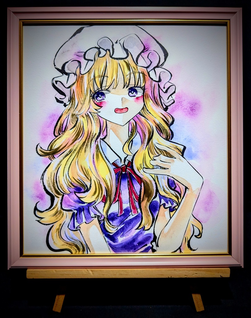 【11/26新作】東方Project マエリベリー・ハーン 墨彩画 原画 (色紙サイズ) 額縁付き