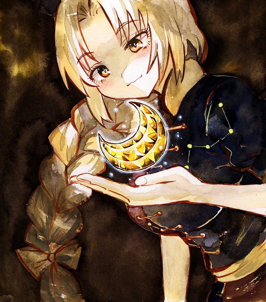 【5/6新作】東方Project　八意永琳　墨彩画 原画 （色紙サイズ） 額縁付き