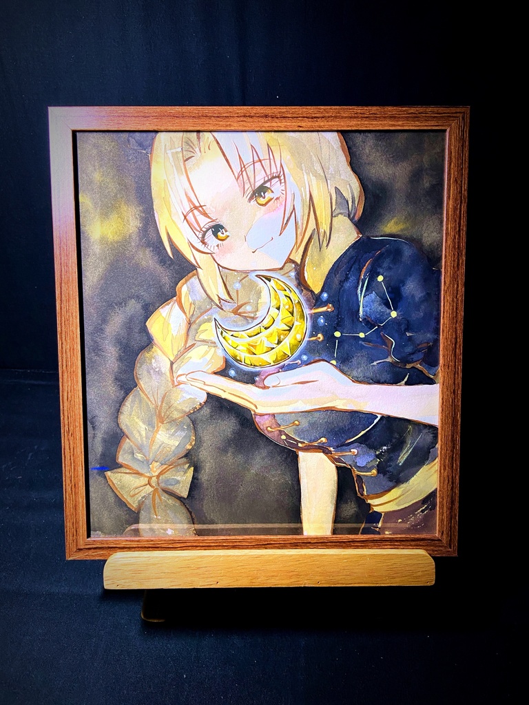 【5/6新作】東方Project 八意永琳 墨彩画 原画 (色紙サイズ) 額縁付き