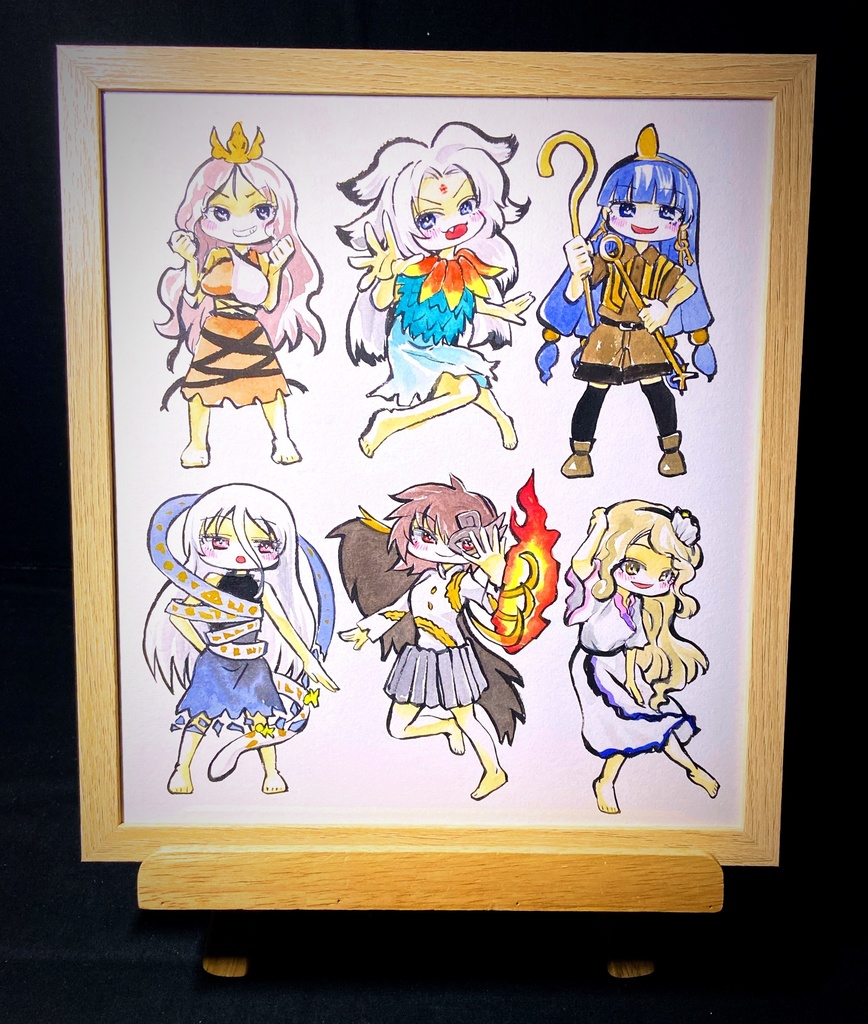 【5/6新作】東方Project 東方錦上京 墨彩画 原画 (色紙サイズ) 額縁付き
