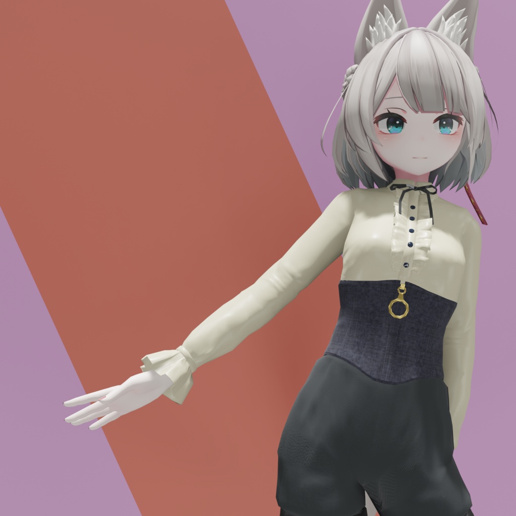 「京狐さん」用衣装 ブラウス+ショートパンツ+ブーツ