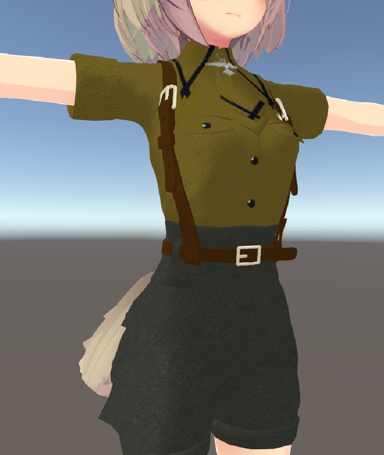 「京狐さん」用衣装 軍服風シャツ+短パン+ブーツ