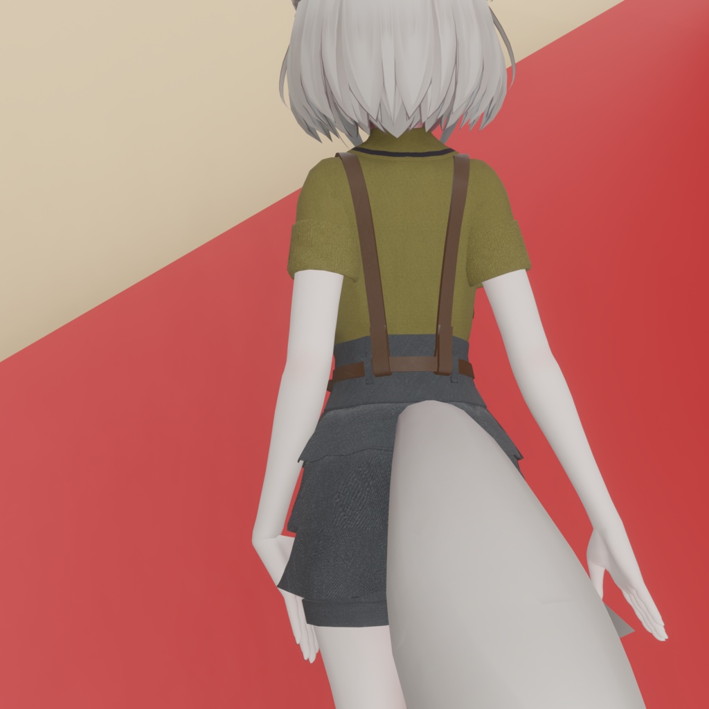 「京狐さん」用衣装 軍服風シャツ+短パン+ブーツ