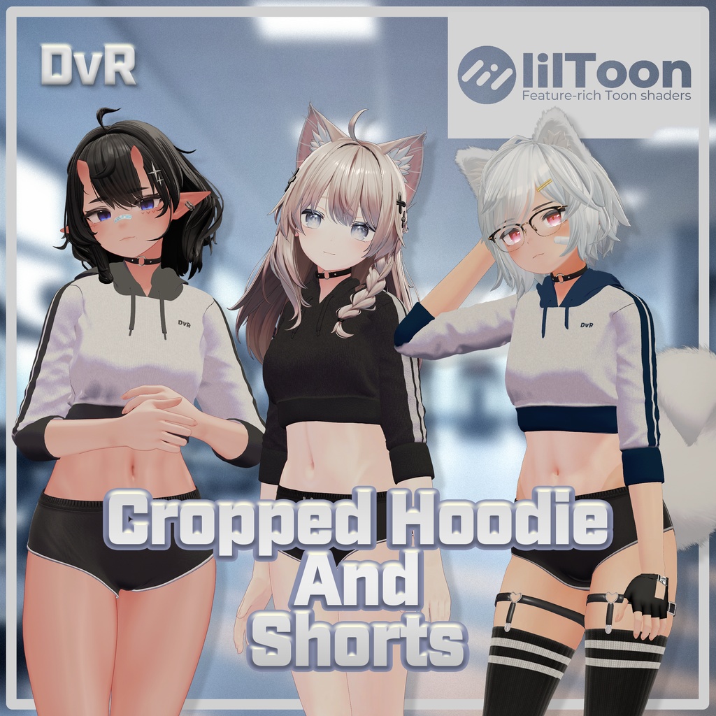 【3アバター対応】Cropped Hoodie & Shorts