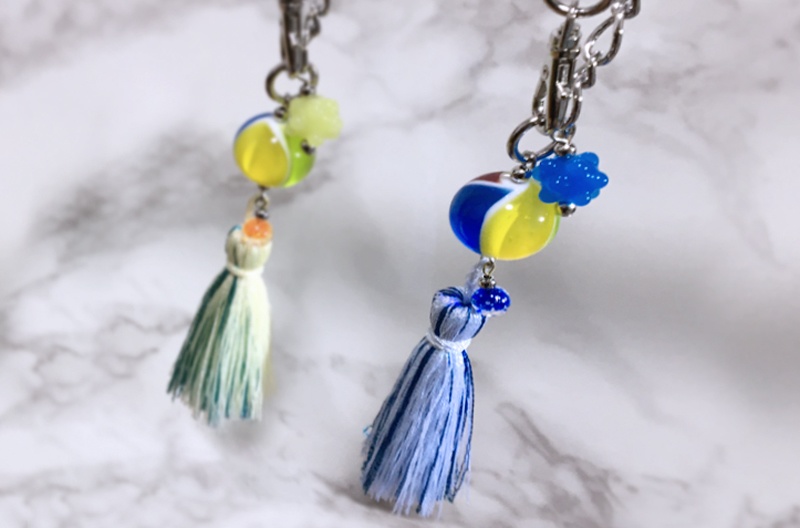 【刀剣乱舞イメージ】トンボ玉付きバッグチャーム