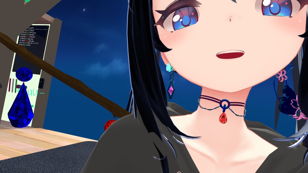 【3Dモデル】猫月桜セット&ダイヤモンドイヤリング(PB対応)