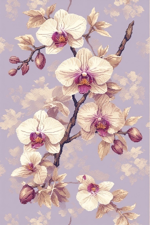 Orchid Garden Pixel Pack|蘭のドット柄素材集(例