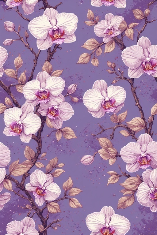 Orchid Garden Pixel Pack｜蘭のドット柄素材集（例