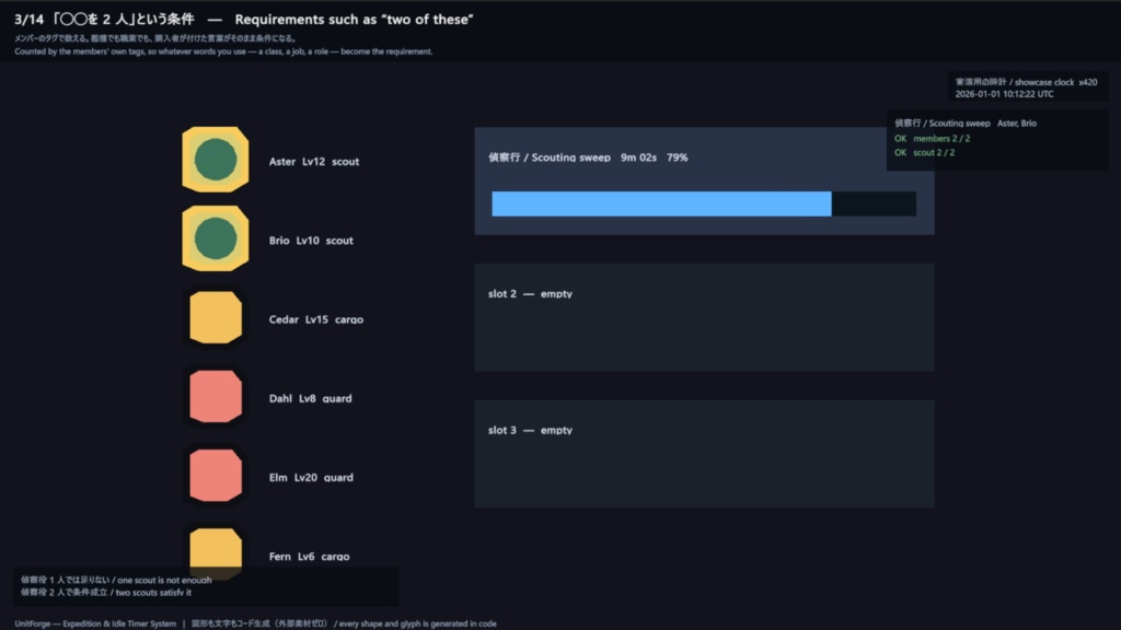 Unity用 遠征&放置タイマーシステムアセット "Expedition & Idle Timer System"