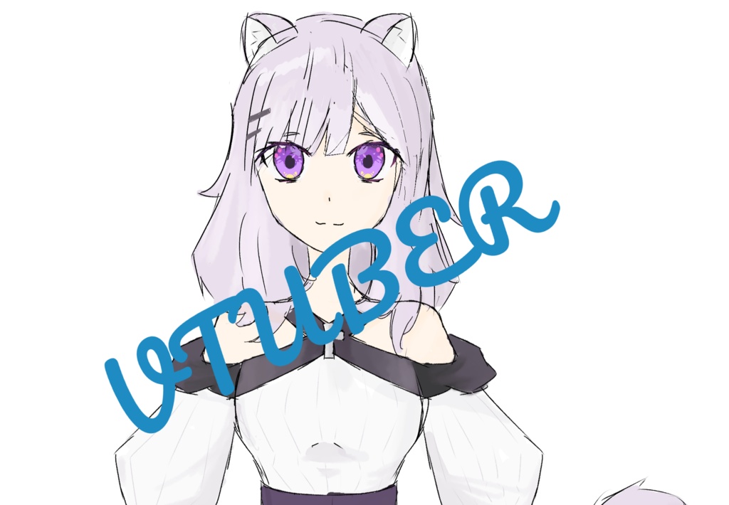 Cute Lilac Cat PNGtuber + Character Design / Ready to Use (All rights included)