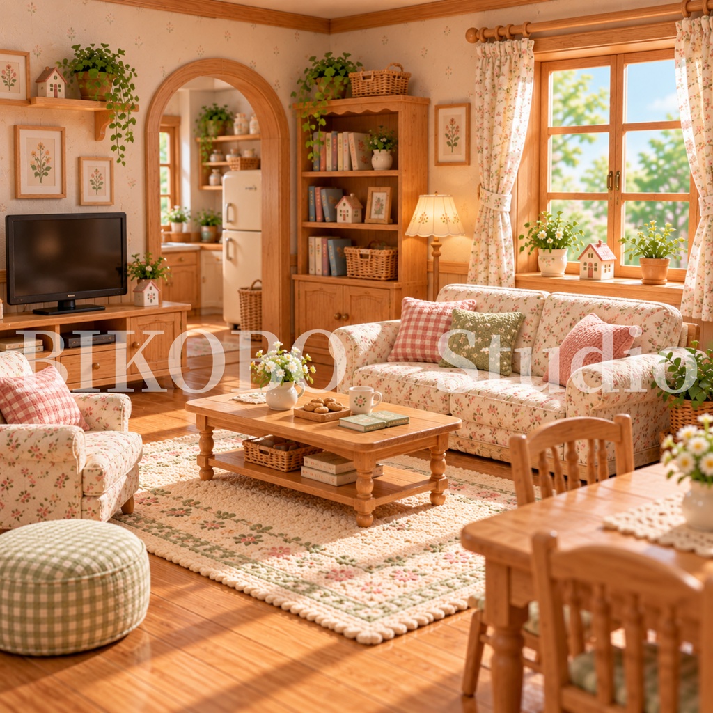 コテージライフ デジタル背景&ドールセット|お部屋・お庭8背景+ドールシート1枚|Cottage Life Background & Doll Set|PNG・Commercial Use OK