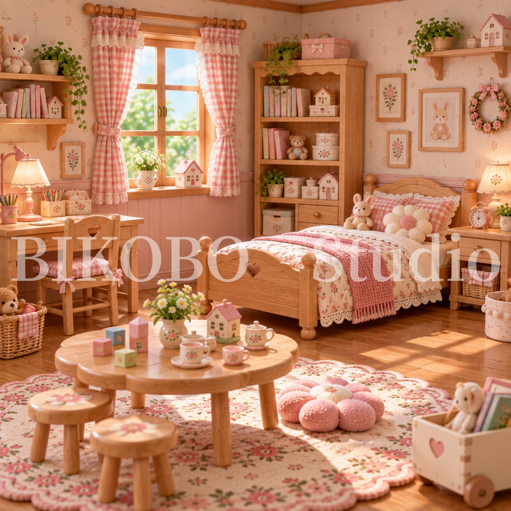 コテージライフ デジタル背景&ドールセット|お部屋・お庭8背景+ドールシート1枚|Cottage Life Background & Doll Set|PNG・Commercial Use OK