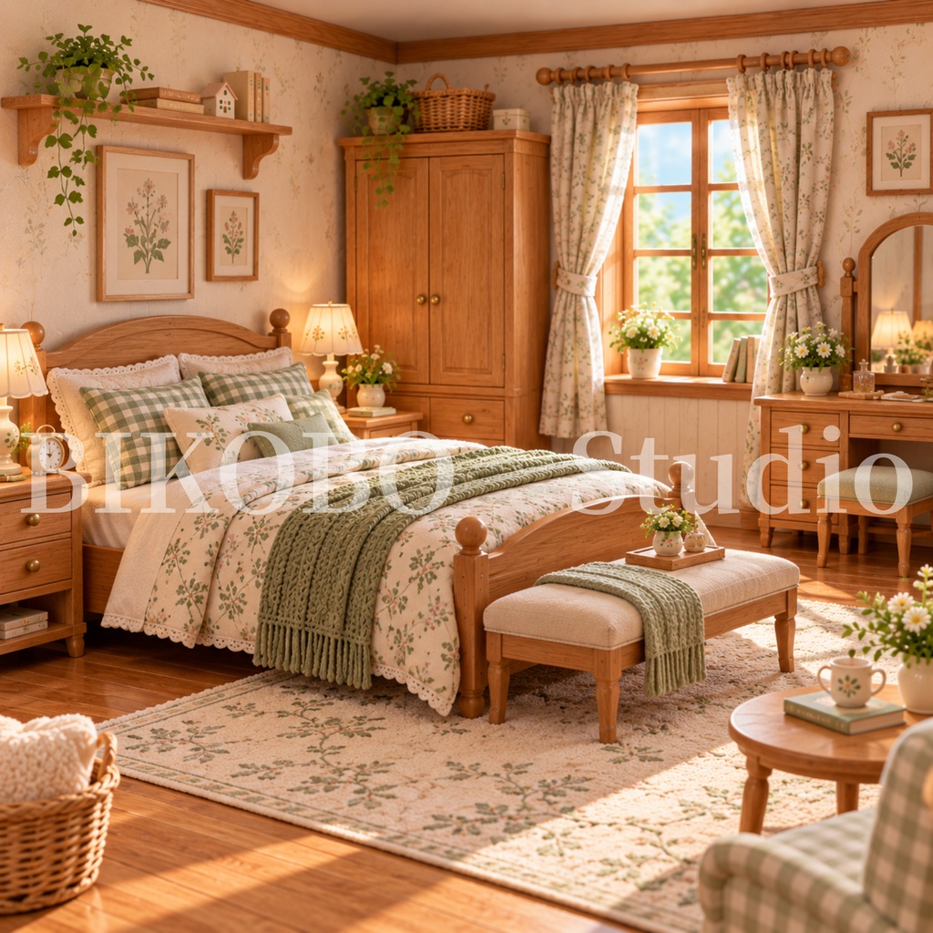 コテージライフ デジタル背景&ドールセット|お部屋・お庭8背景+ドールシート1枚|Cottage Life Background & Doll Set|PNG・Commercial Use OK