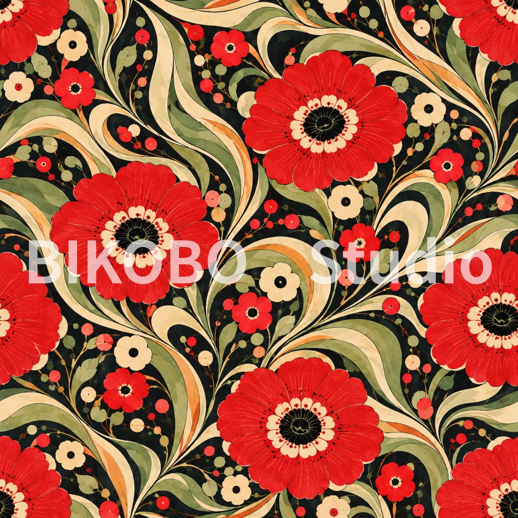 大正ロマン レトロサイケデリック|全9柄・2サイズ・18枚|Taisho Roman Retro Psychedelic Digital Paper|Seamless PNG・Commercial Use OK
