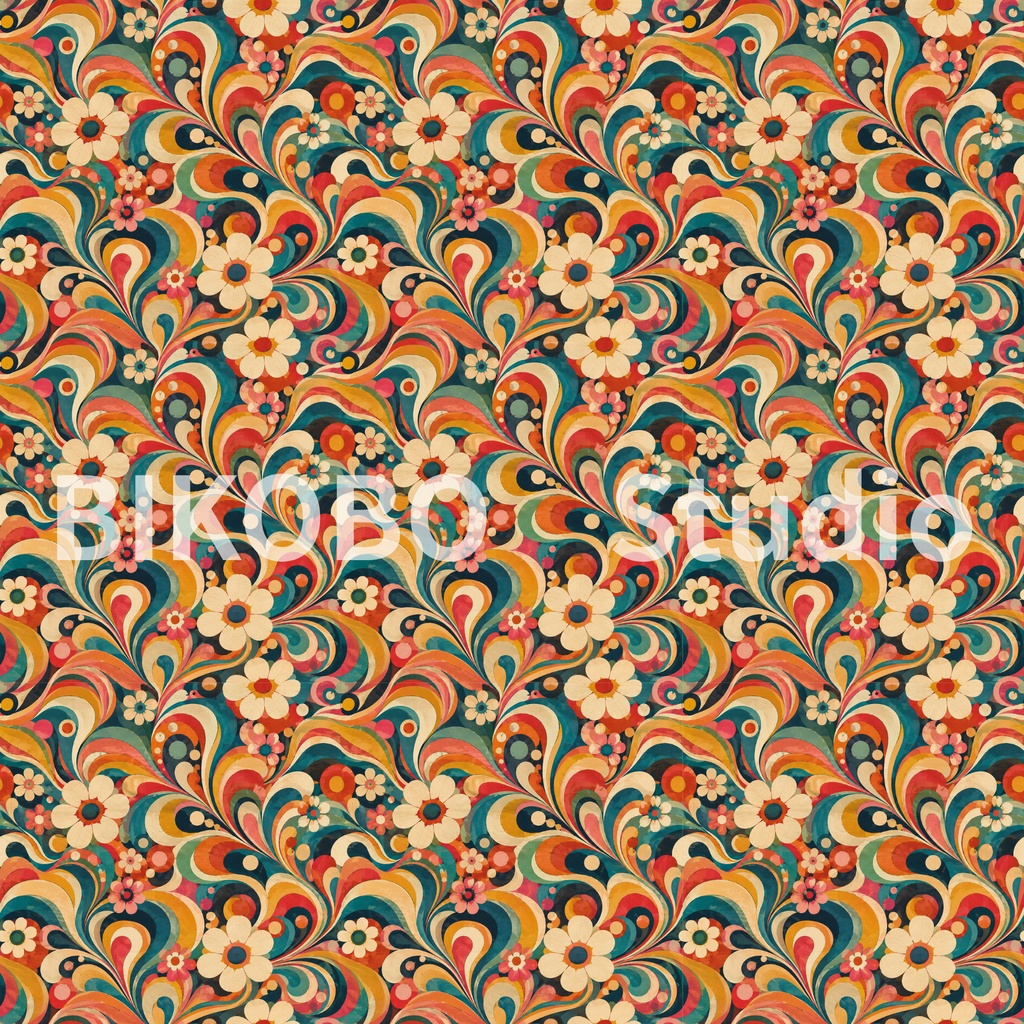 大正ロマン レトロサイケデリック|全9柄・2サイズ・18枚|Taisho Roman Retro Psychedelic Digital Paper|Seamless PNG・Commercial Use OK