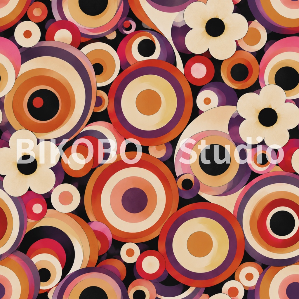 大正ロマン レトロサイケデリック|全9柄・2サイズ・18枚|Taisho Roman Retro Psychedelic Digital Paper|Seamless PNG・Commercial Use OK