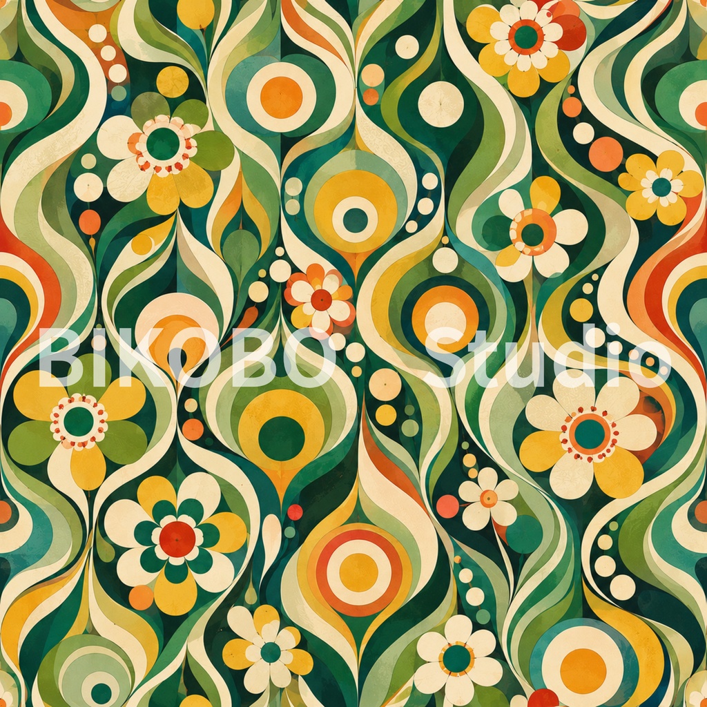 大正ロマン レトロサイケデリック|全9柄・2サイズ・18枚|Taisho Roman Retro Psychedelic Digital Paper|Seamless PNG・Commercial Use OK
