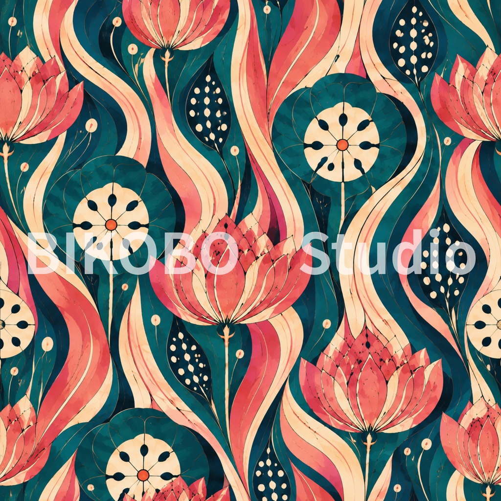 大正ロマン レトロサイケデリック|全9柄・2サイズ・18枚|Taisho Roman Retro Psychedelic Digital Paper|Seamless PNG・Commercial Use OK